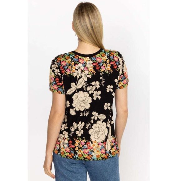 Johnny Was Redland Favorite Short Sleeve V Neck Swing Tee Special Shirt Black NW - Picture 10 of 15